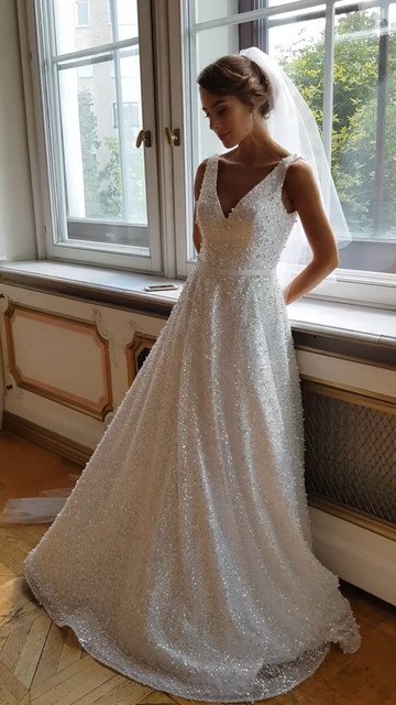 Платье Мирейль, 2018, одежда, платье, свадебное, молочно-белый, кружево, А-силуэт, архив