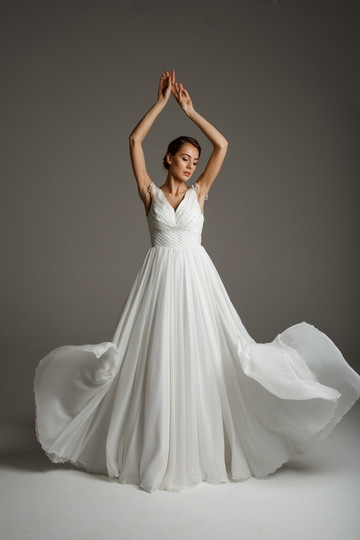 Платье Оливия, 2020, одежда, платье, свадебное, молочно-белый, шифон, вышивка, А-силуэт