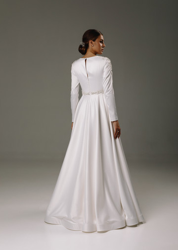 Платье Сара, 2020, одежда, платье, свадебное, молочно-белый, вышивка, рукава, А-силуэт, архив