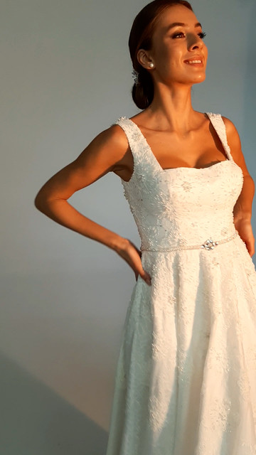 Платье Сандра, 2020, одежда, платье, свадебное, молочно-белый, кружево, Сандра, вышивка, А-силуэт, архив