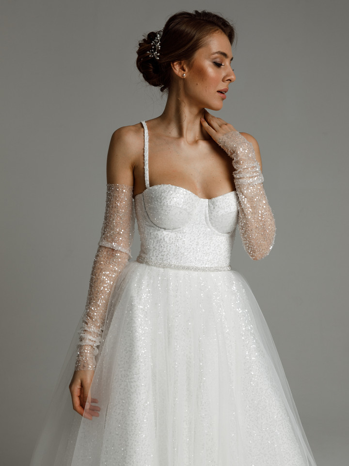 Avril gown, 2021, couture, dress, bridal, off-white, Avril, A-line, embroidery, lacing corset, archive