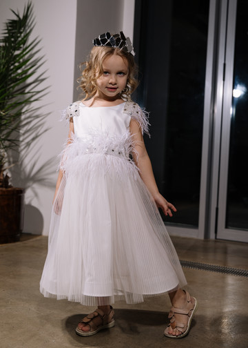 Детское платье Диди, 2021, одежда, детское платье, детское, молочно-белый, сетка, вышивка, атлас, flower girl