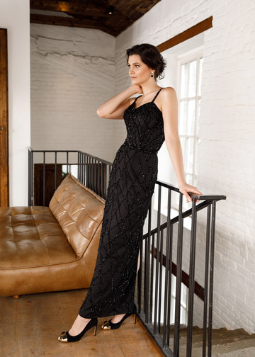 Celestia dress, 2021, couture, dress, evening, black, embroidery