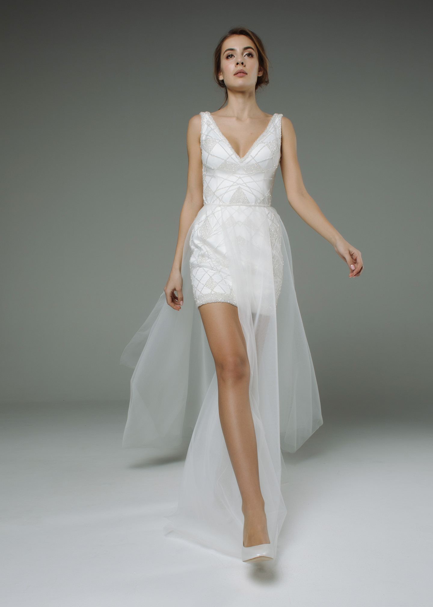 Celestine dress, 2019, couture, dress, bridal, off-white, sheath silhouette, embroidery, popular