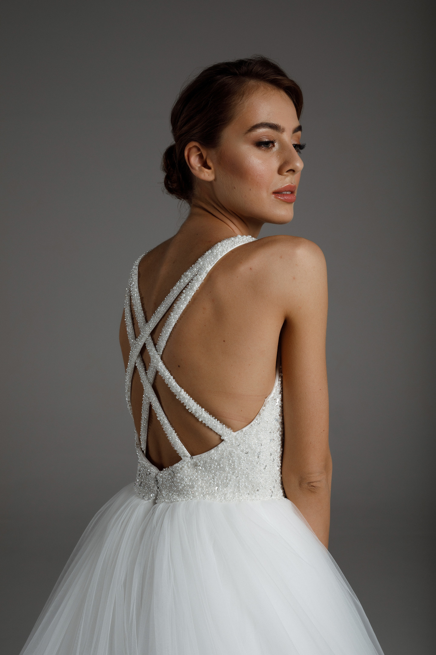Esmeralda gown, 2020, couture, dress, bridal, off-white, tulle, embroidery, A-line, archive