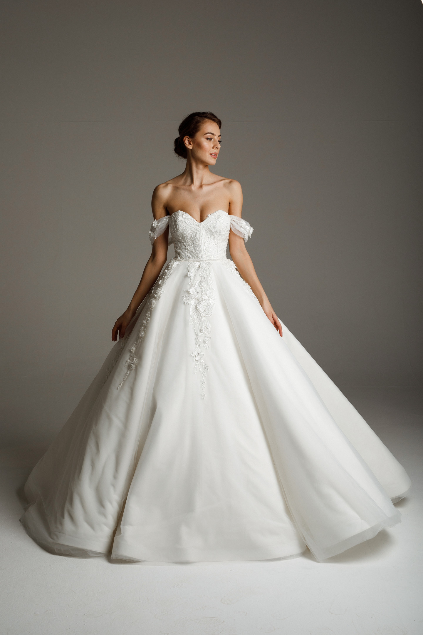 Melisa gown, 2020, couture, dress, bridal, off-white, lace, A-line, lacing corset, archive