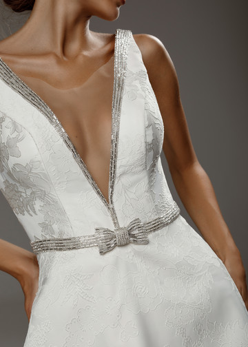 Платье Анна, 2020, одежда, платье, свадебное, молочно-белый, жаккард, бежевый, вышивка, А-силуэт, архив