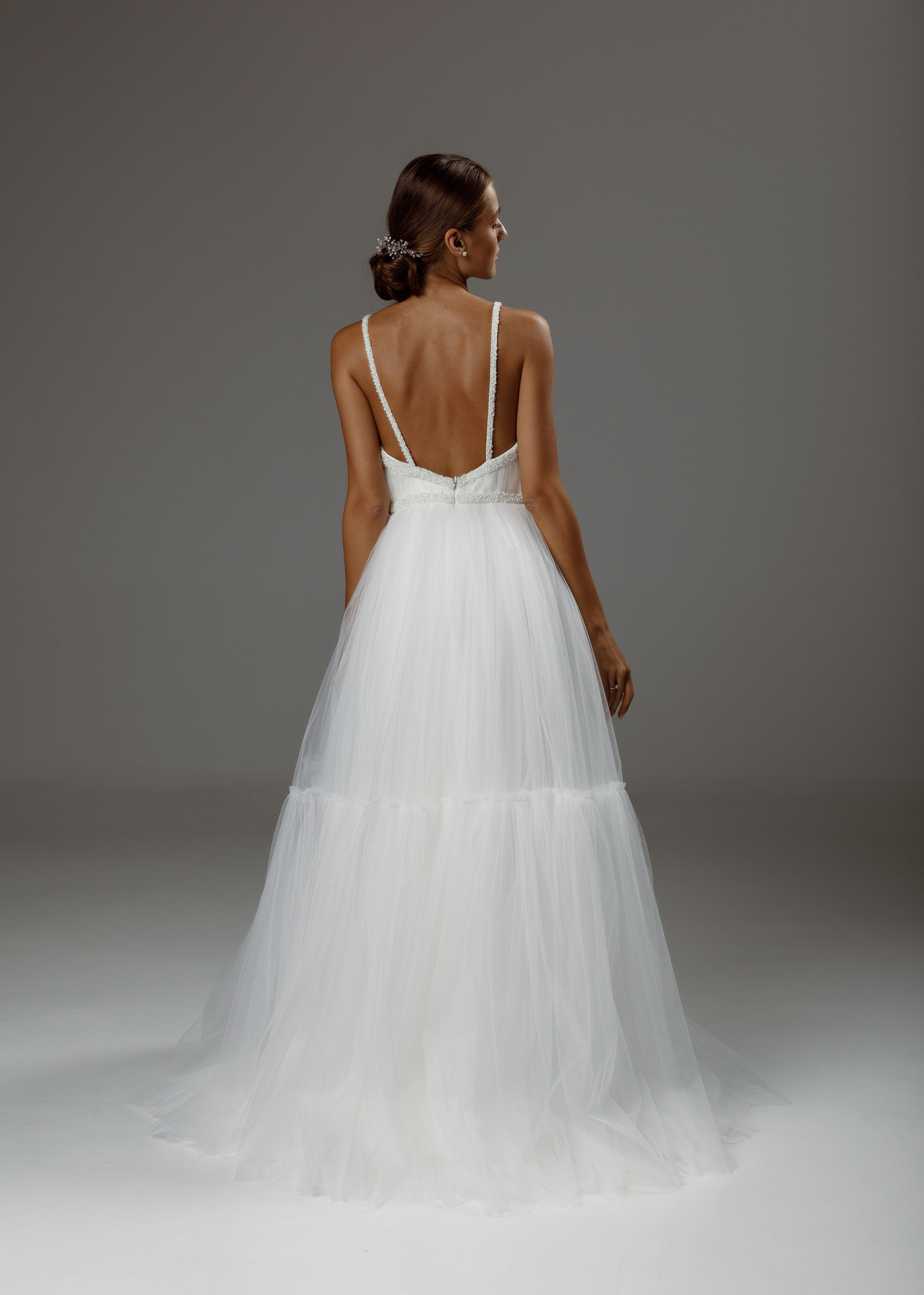 Lea gown, 2020, couture, dress, bridal, off-white, tulle, embroidery, A-line, popular