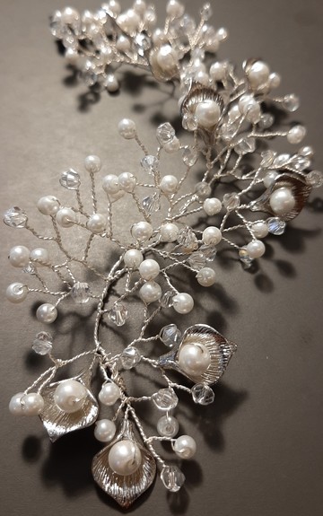 Hair twig of pearls, accessories, hairstyle, bridal, silver color, Emilia, twig, evening