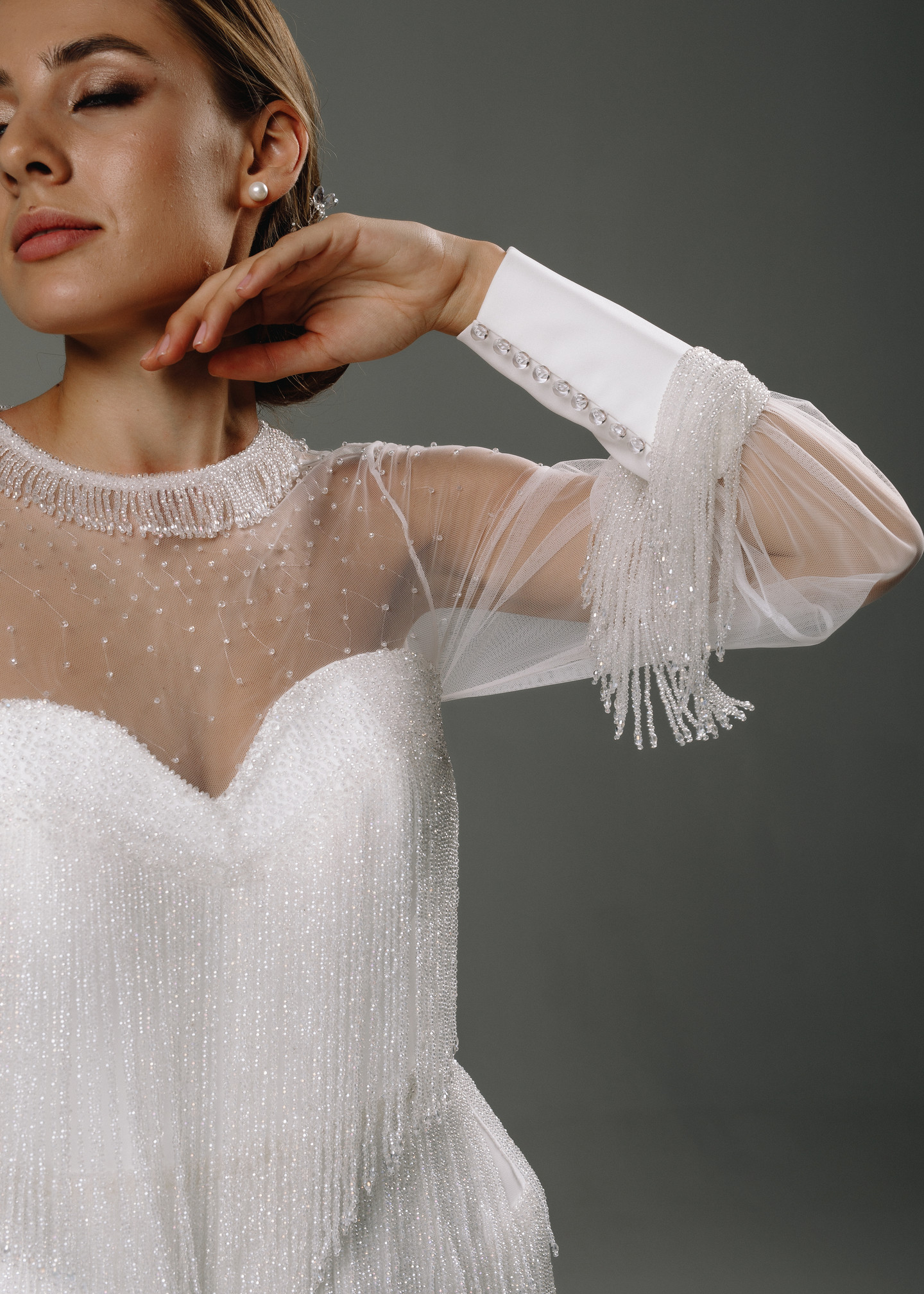 Платье Риана, 2020, одежда, платье, свадебное, молочно-белый, вышивка, русалка, рукава, популярное