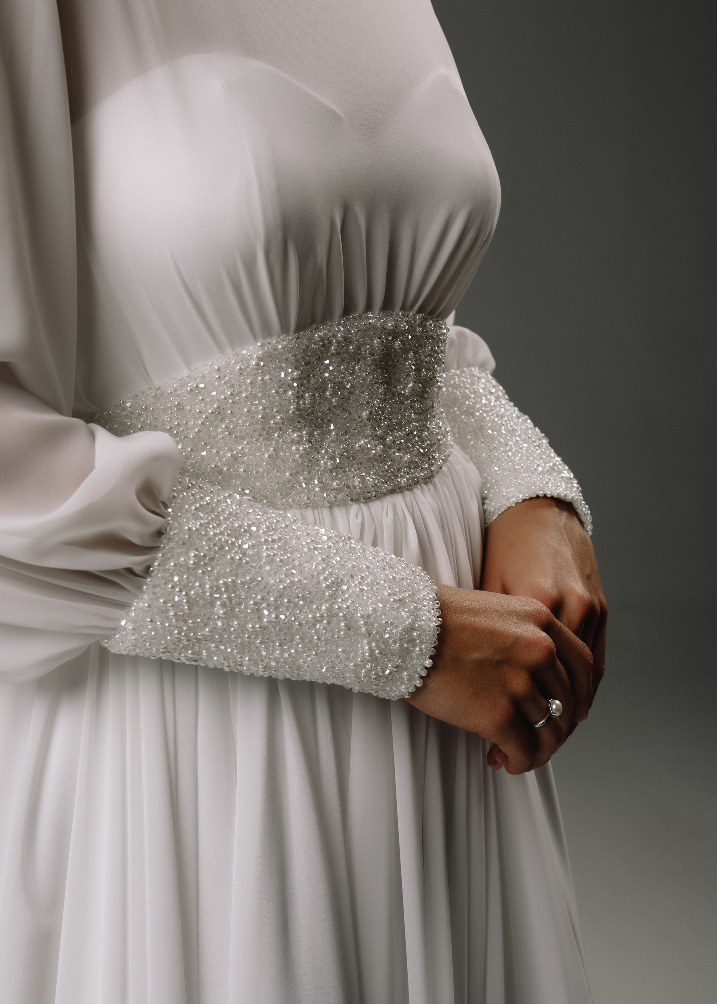 Платье Теона, 2020, одежда, платье, свадебное, молочно-белый, шифон, вышивка, рукава, А-силуэт, популярное