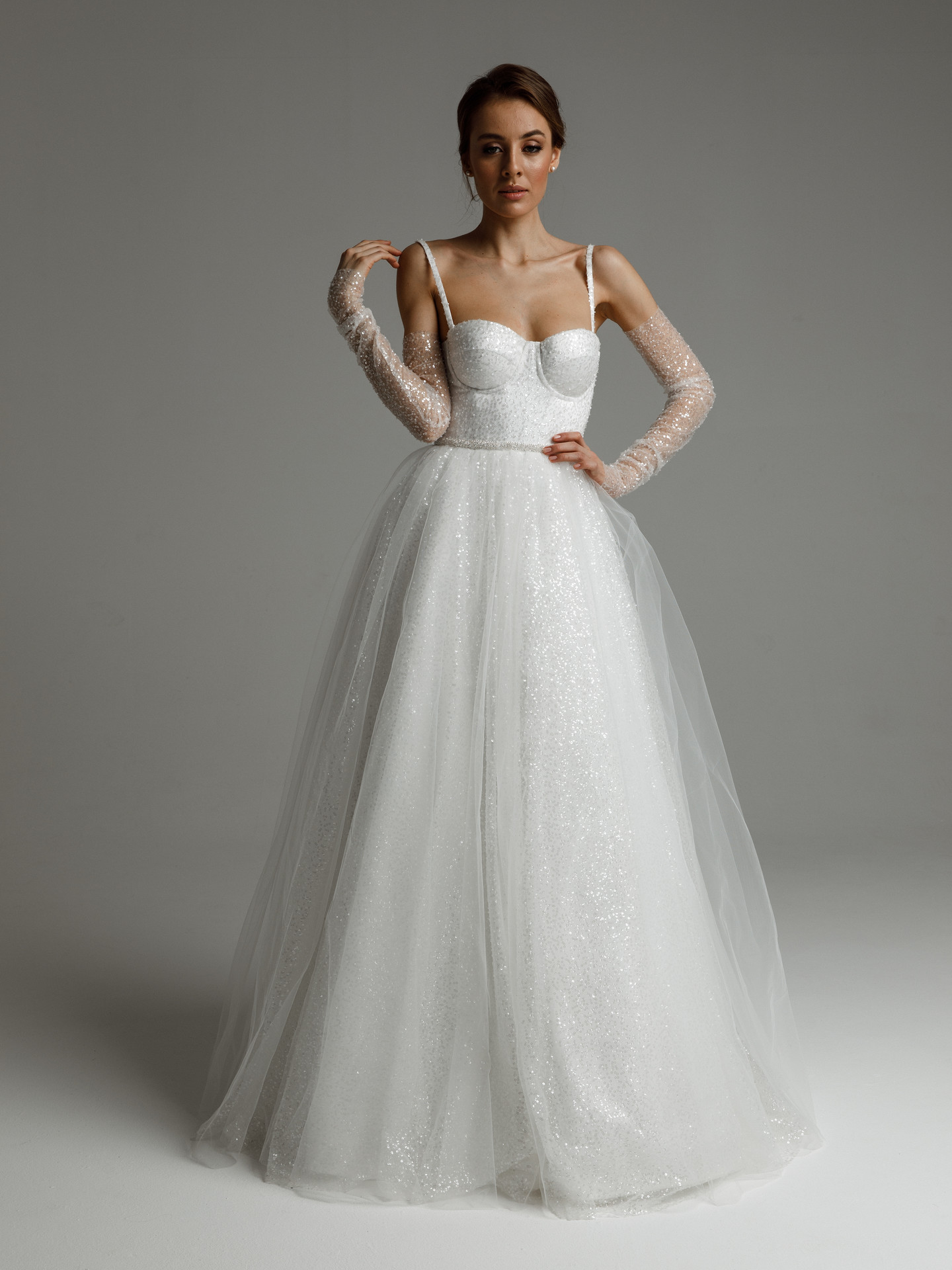 Avril gown, 2021, couture, dress, bridal, off-white, Avril, A-line, embroidery, lacing corset