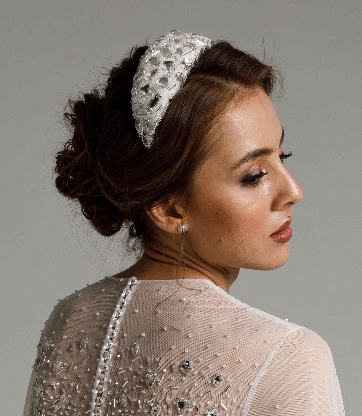 Eliza headband, 2021, accessories, hairstyle, bridal, off-white, Eliza, embroidery, headband