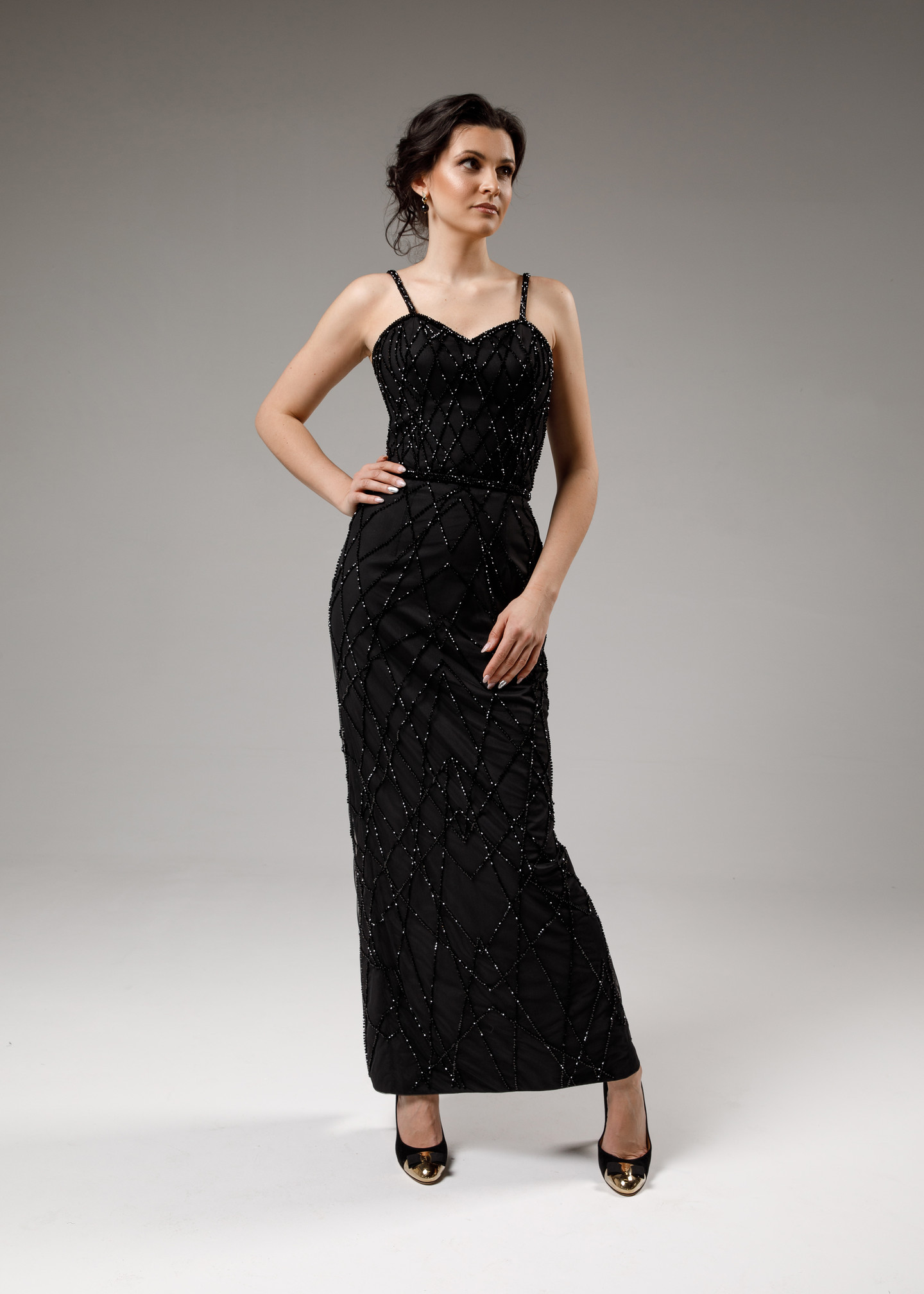 Платье Селестия, 2021, одежда, платье, вечернее, черный, вышивка