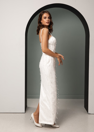 Платье Франческа, 2021, одежда, платье, свадебное, молочно-белый, вышивка, прямой силуэт
