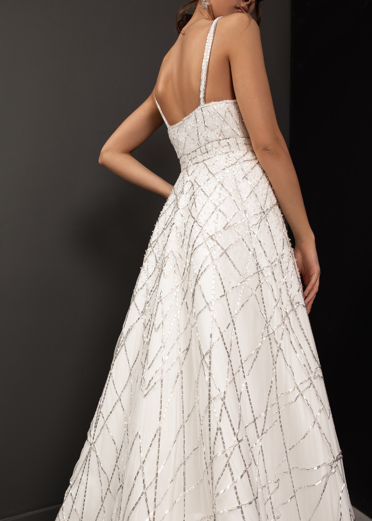 Tiyana dress, 2021, couture, dress, bridal, off-white, embroidery, A-line, train
