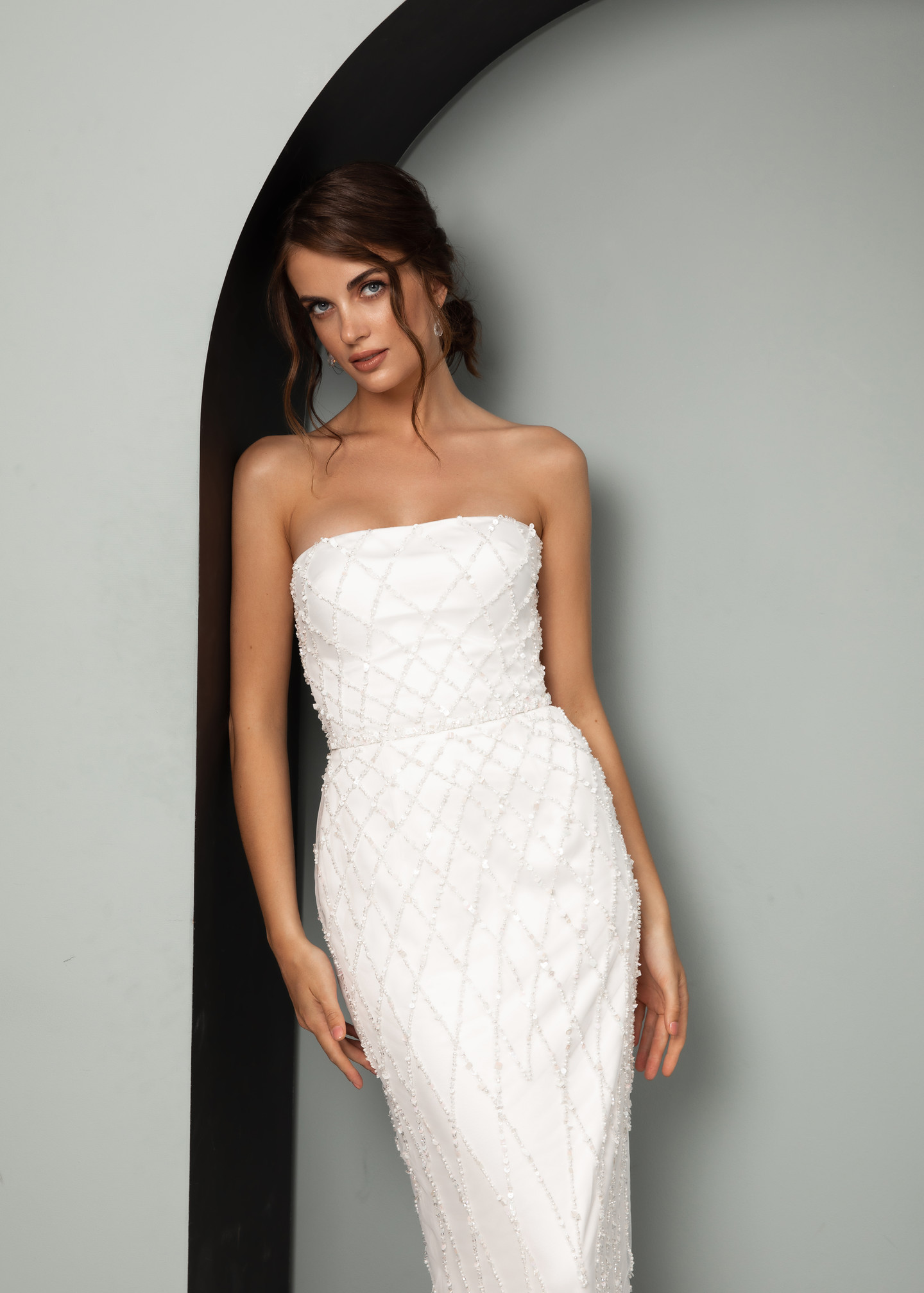 Платье Грейс, 2021, одежда, платье, свадебное, молочно-белый, вышивка, прямой силуэт