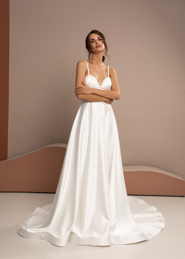 Платье Лилия, 2021, одежда, платье, свадебное, молочно-белый, вышивка, А-силуэт, шлейф, популярное