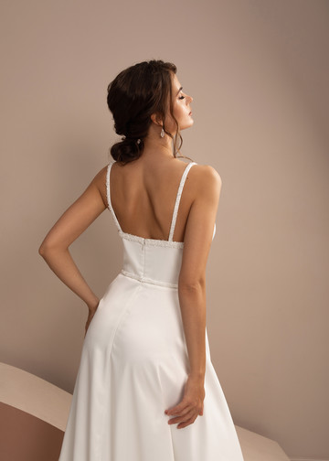 Платье Лилия, 2021, одежда, платье, свадебное, молочно-белый, вышивка, А-силуэт, шлейф, популярное