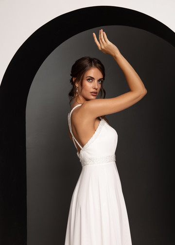 Платье Лейла, 2021, одежда, платье, свадебное, молочно-белый, вышивка, А-силуэт, шлейф