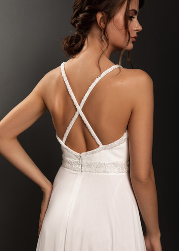 Платье Лейла, 2021, одежда, платье, свадебное, молочно-белый, вышивка, А-силуэт, шлейф