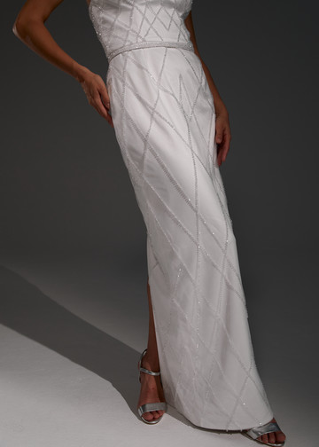 Платье Кьяра, 2021, одежда, платье, свадебное, молочно-белый, вышивка, прямой силуэт