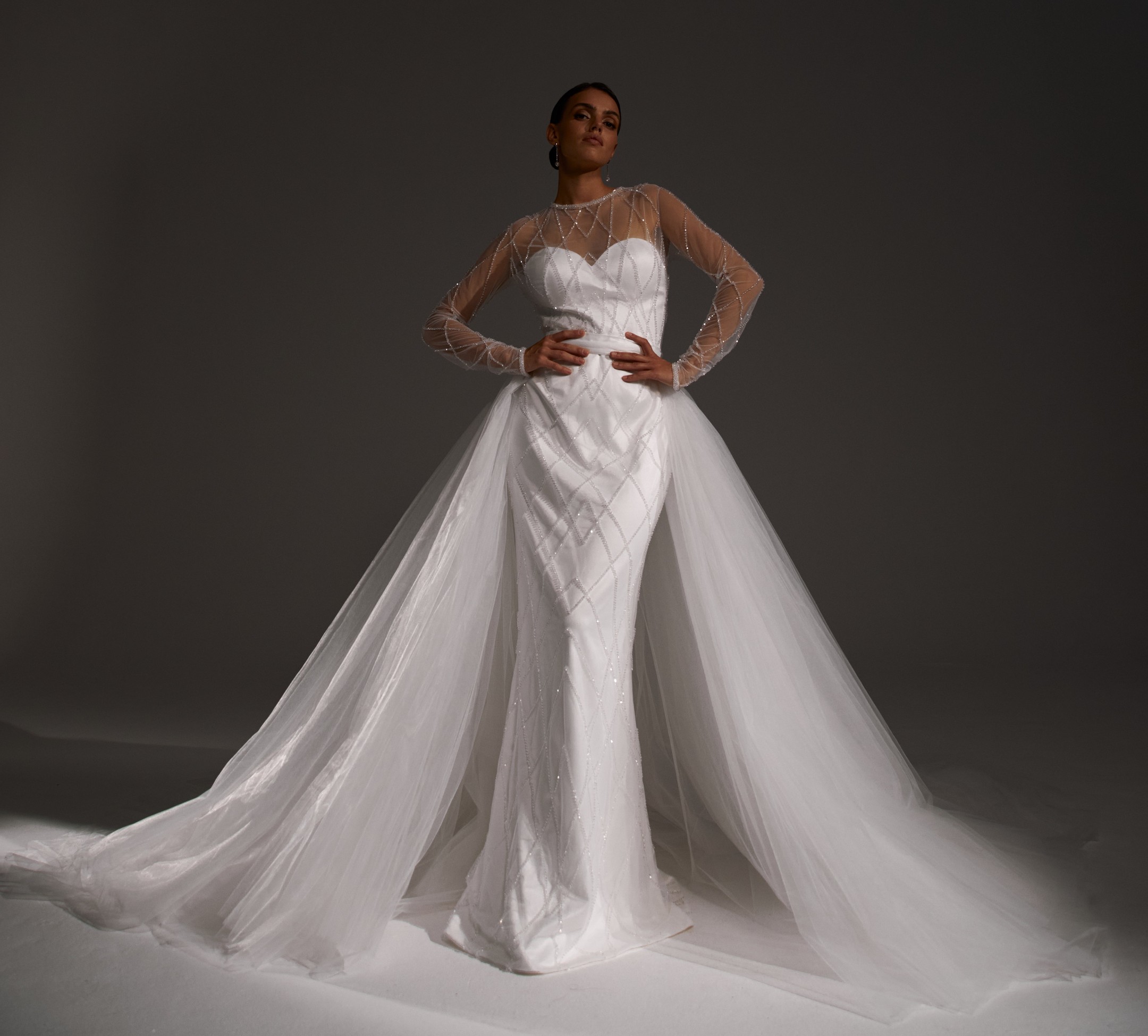 Платье Урсула, 2021, одежда, платье, свадебное, молочно-белый, Урсула, вышивка, прямой силуэт, рукава