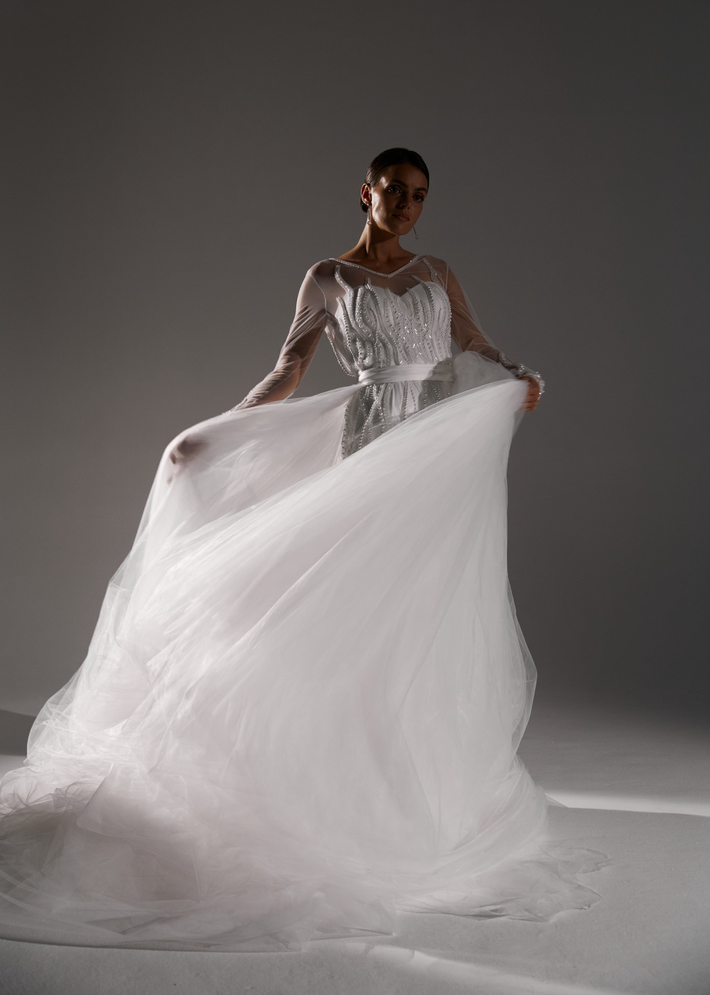 Платье Альба, 2021, одежда, платье, свадебное, молочно-белый, Альба, вышивка, прямой силуэт, рукава
