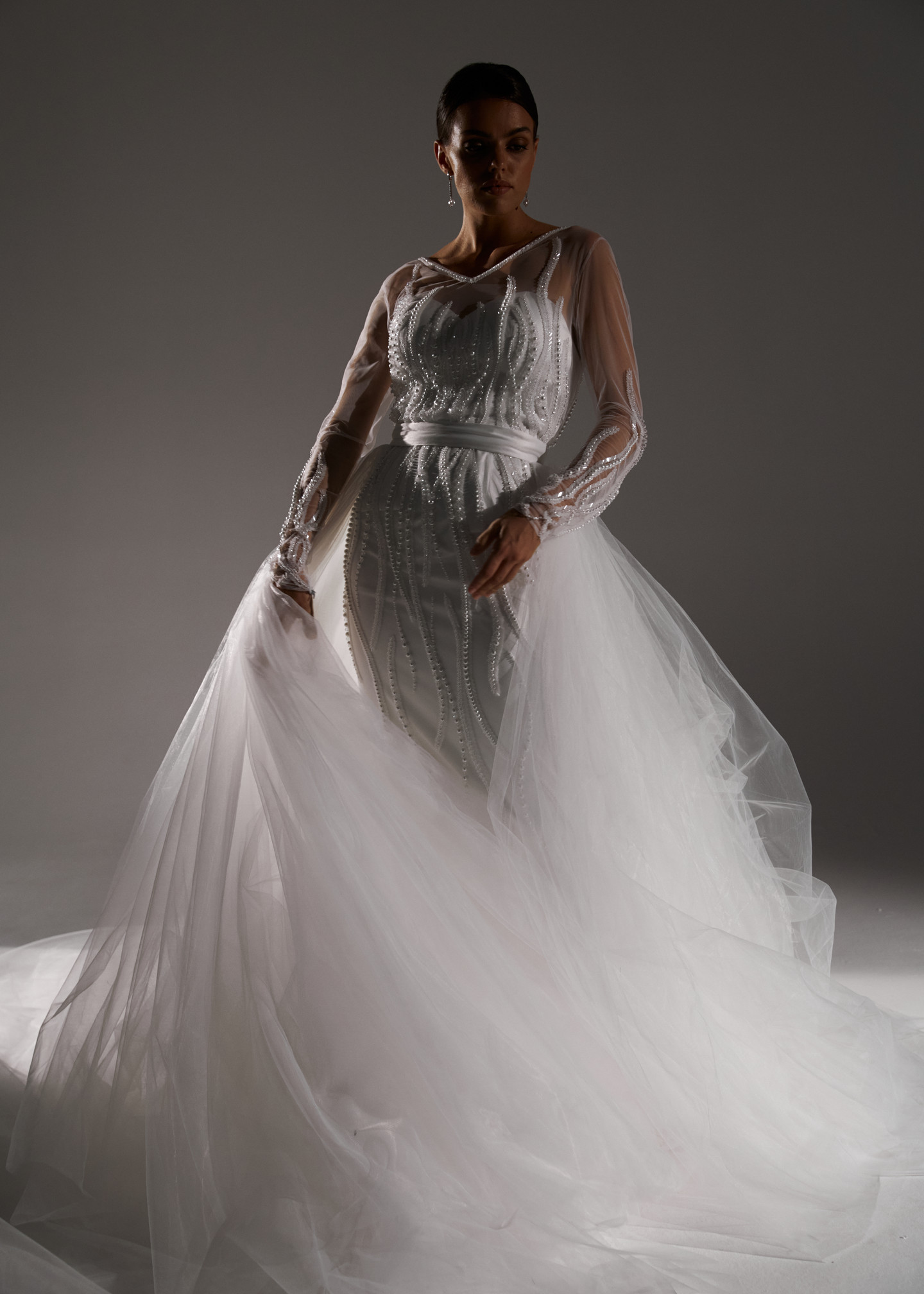 Платье Альба, 2021, одежда, платье, свадебное, молочно-белый, Альба, вышивка, прямой силуэт, рукава