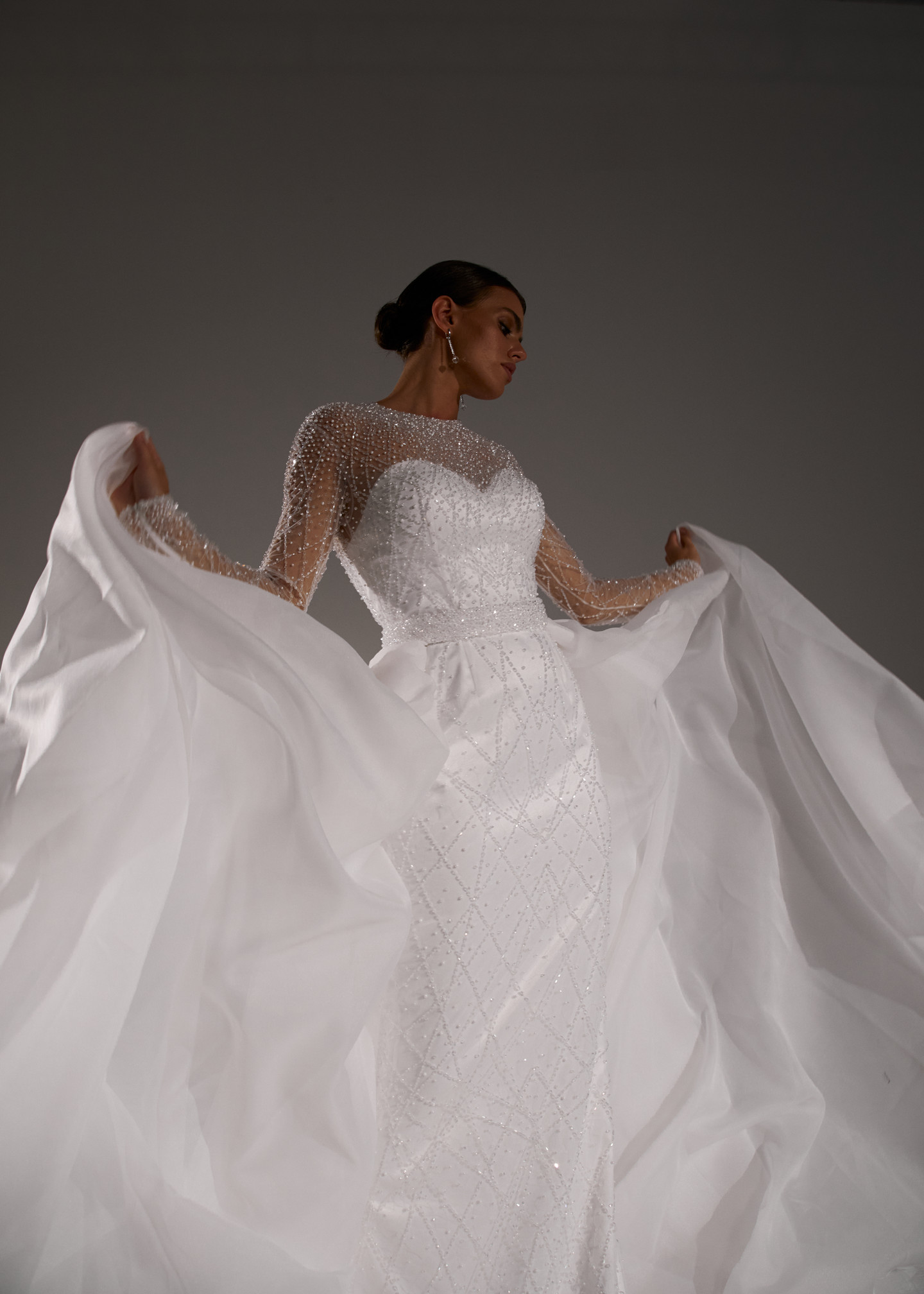Платье Грация, 2021, одежда, платье, свадебное, молочно-белый, Грация, вышивка, прямой силуэт, рукава