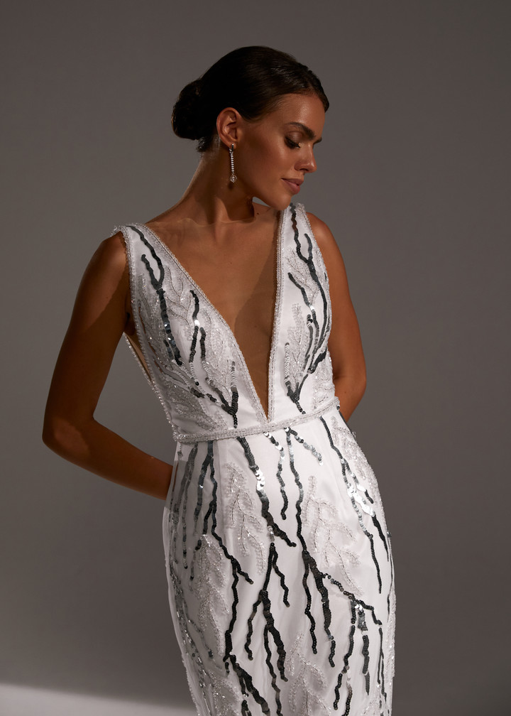 Платье Сьера, 2021, одежда, платье, свадебное, молочно-белый, вышивка, прямой силуэт