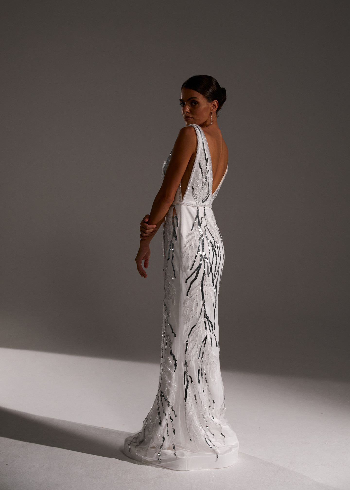 Sierra dress, 2021, couture, dress, bridal, off-white, embroidery, sheath silhouette