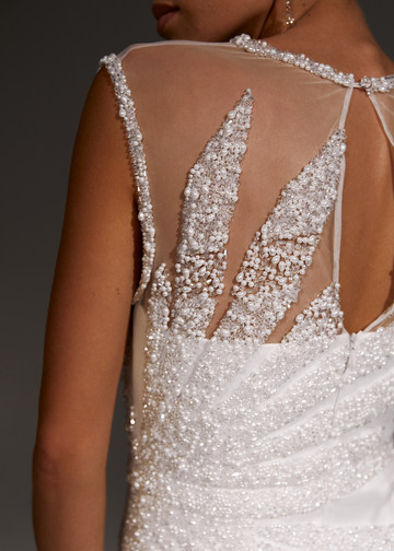 Платье Перла, 2021, одежда, платье, свадебное, молочно-белый, вышивка, прямой силуэт