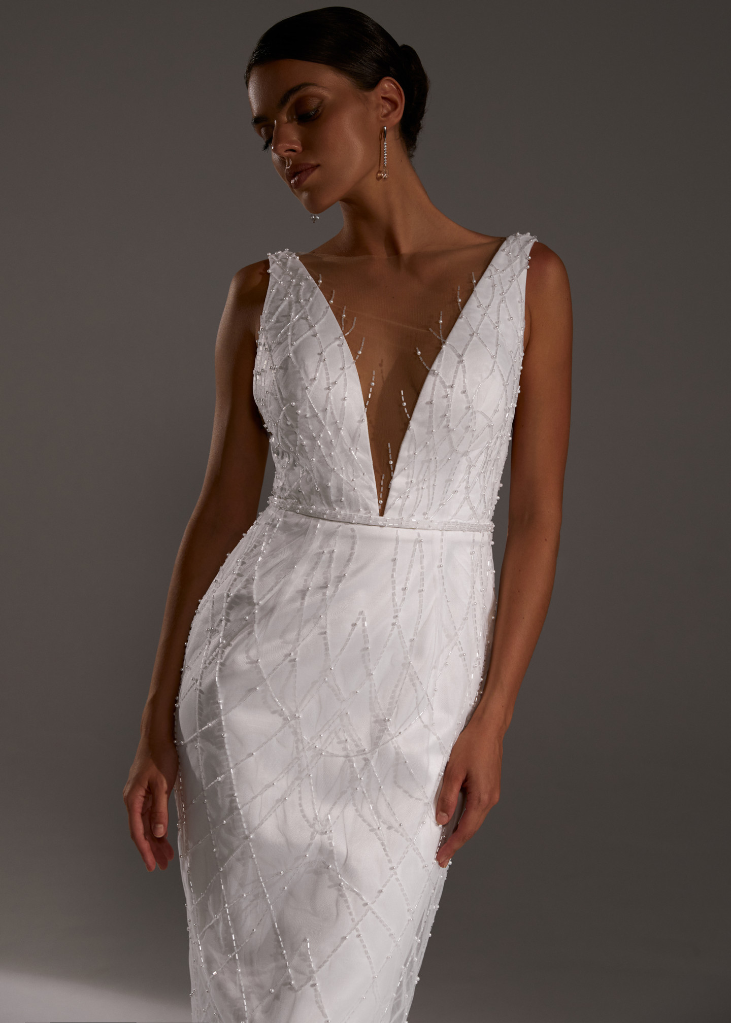 Платье Оттавия, 2021, одежда, платье, свадебное, молочно-белый, вышивка, прямой силуэт