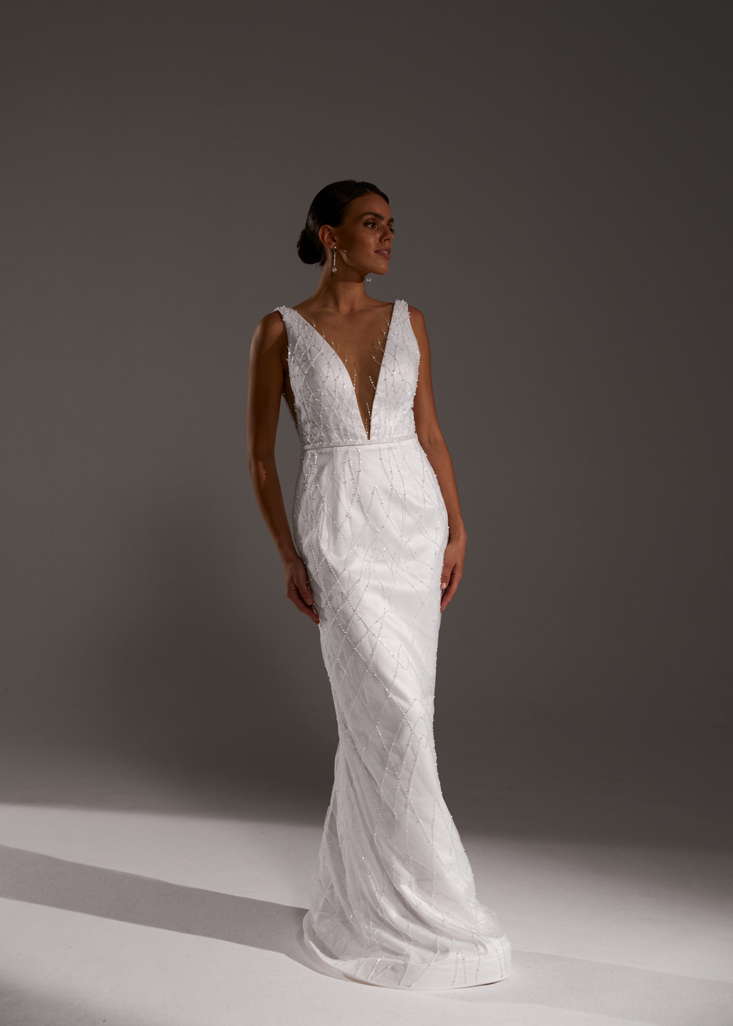 Ottavia dress, 2021, couture, dress, bridal, off-white, embroidery, sheath silhouette