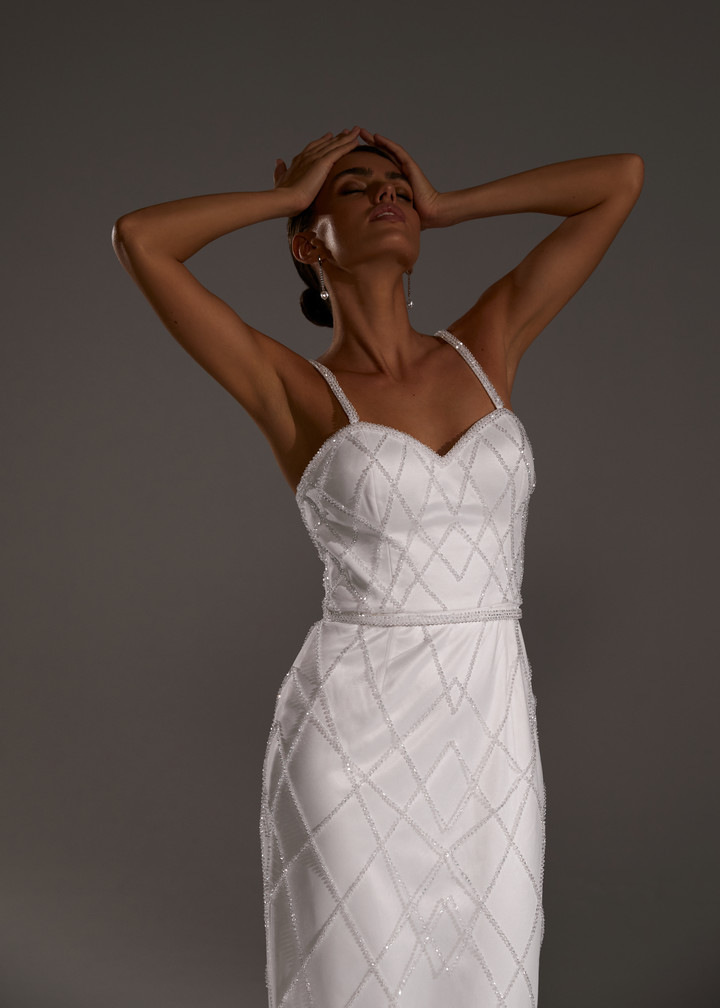 Платье Карла, 2021, одежда, платье, свадебное, молочно-белый, вышивка, прямой силуэт