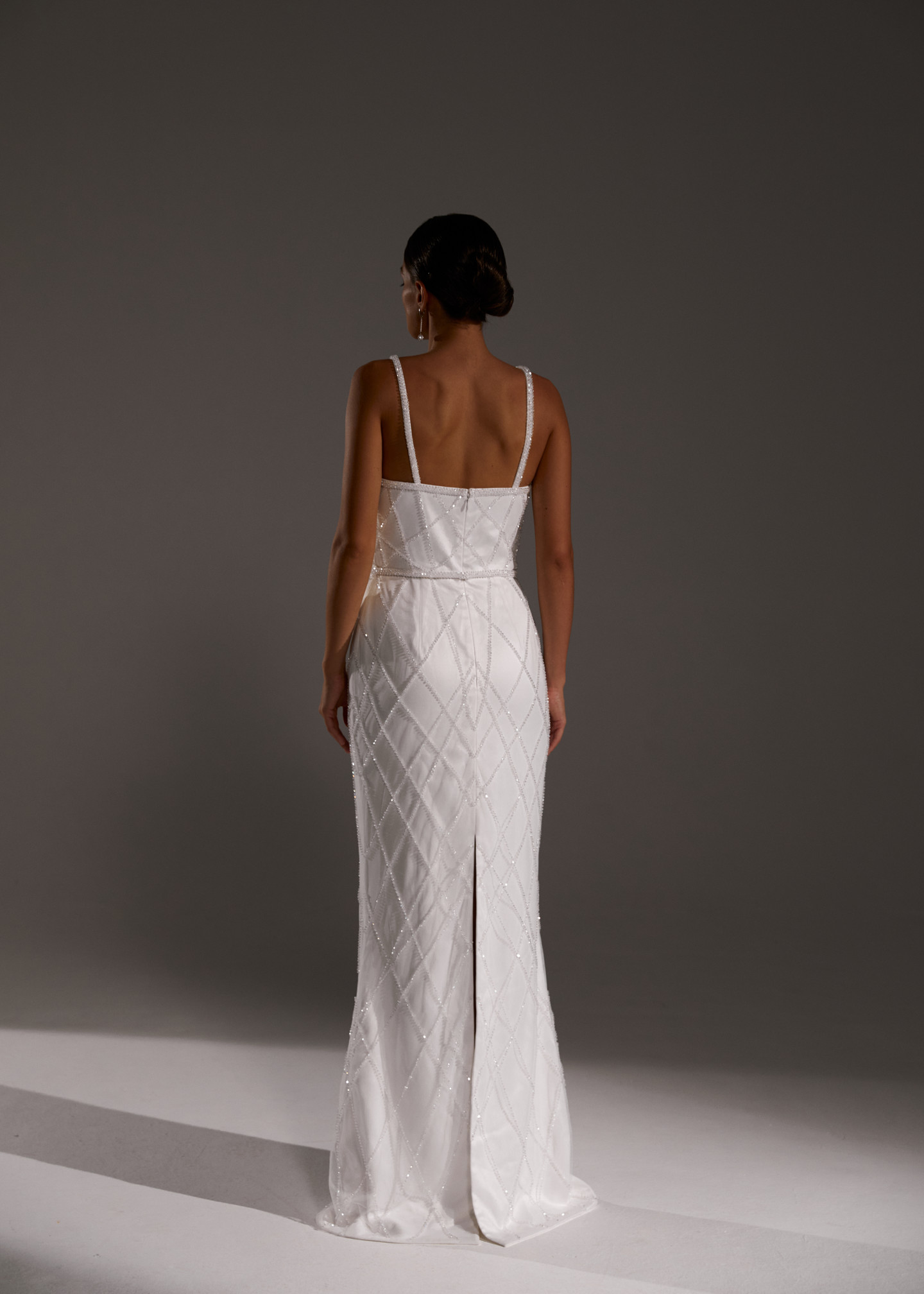 Carla dress, 2021, couture, dress, bridal, off-white, embroidery, sheath silhouette