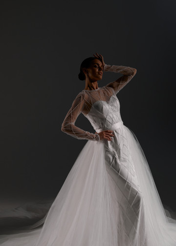 Съемная юбка из фатина, 2021, одежда, юбка, свадебное, молочно-белый, сетка, Урсула, шлейф, Адриана, Альба
