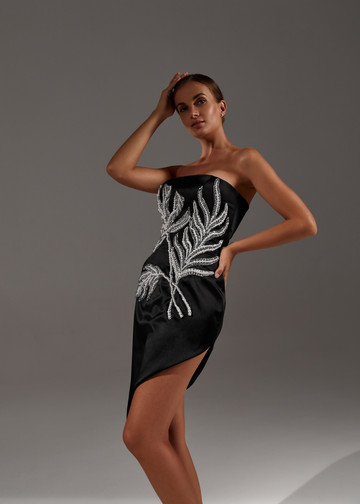 Latitsa dress, 2021, couture, dress, evening, black, embroidery, sheath silhouette