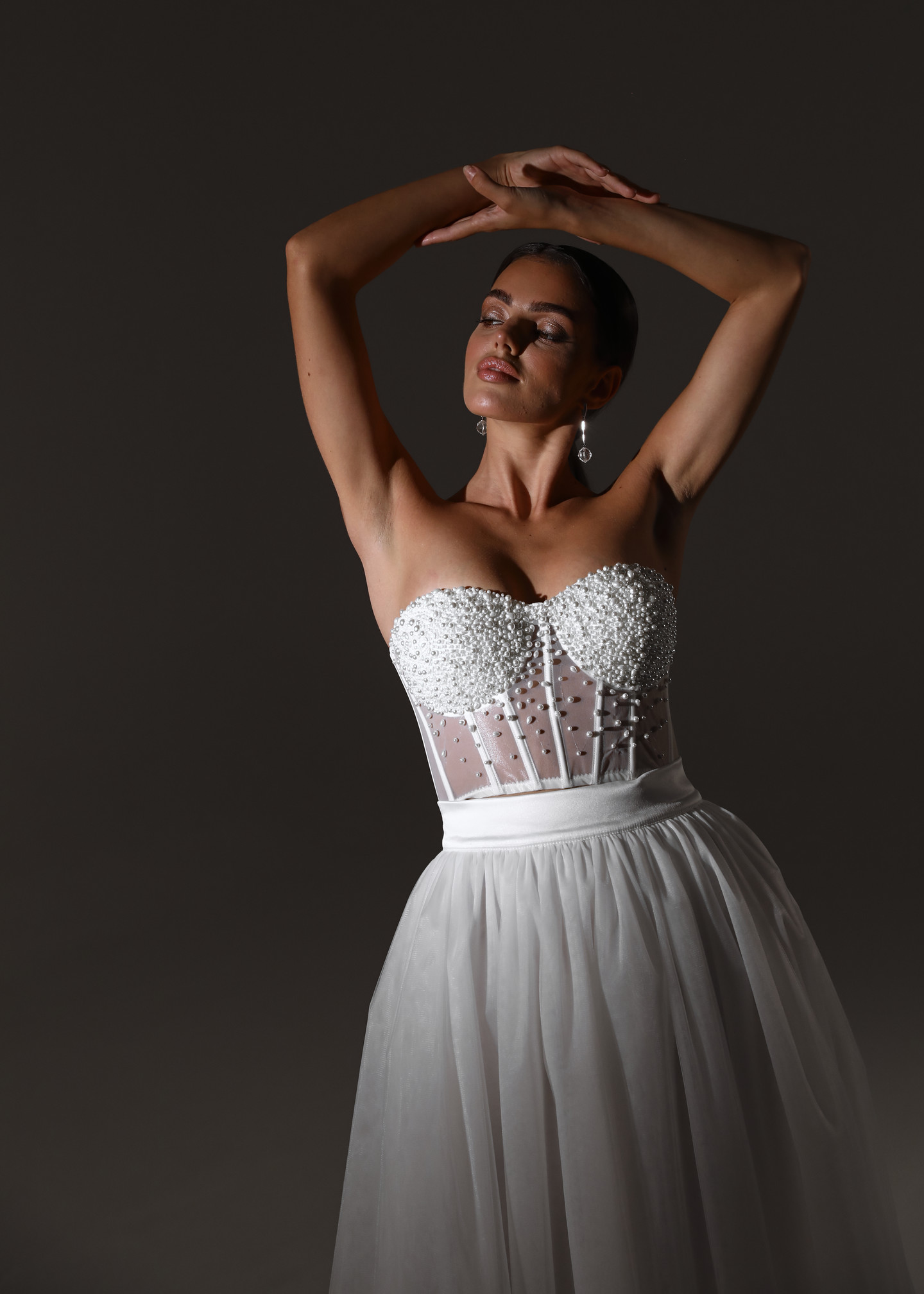 Beaded bustier, 2021, couture, top, bridal, off-white, bridal corset and skirt #2, embroidery, corset, popular