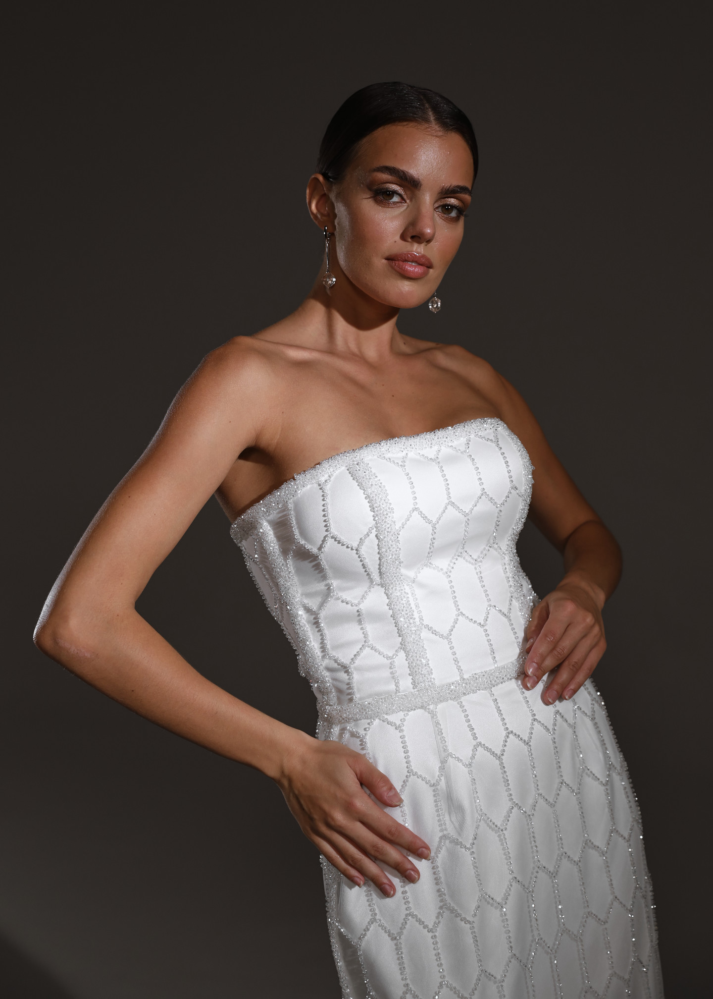 Rania dress, 2021, couture, dress, bridal, off-white, embroidery, sheath silhouette