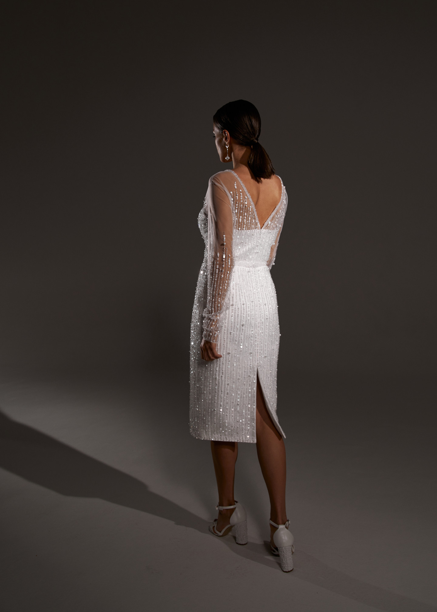 Ari dress, 2021, couture, dress, bridal, off-white, embroidery, sheath silhouette, sleeves