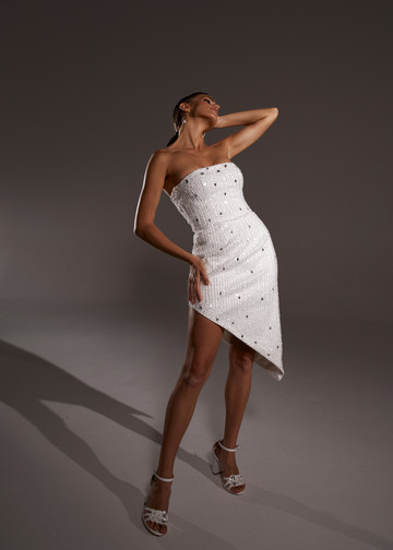 Платье Синди, 2021, одежда, платье, свадебное, молочно-белый, вышивка, прямой силуэт