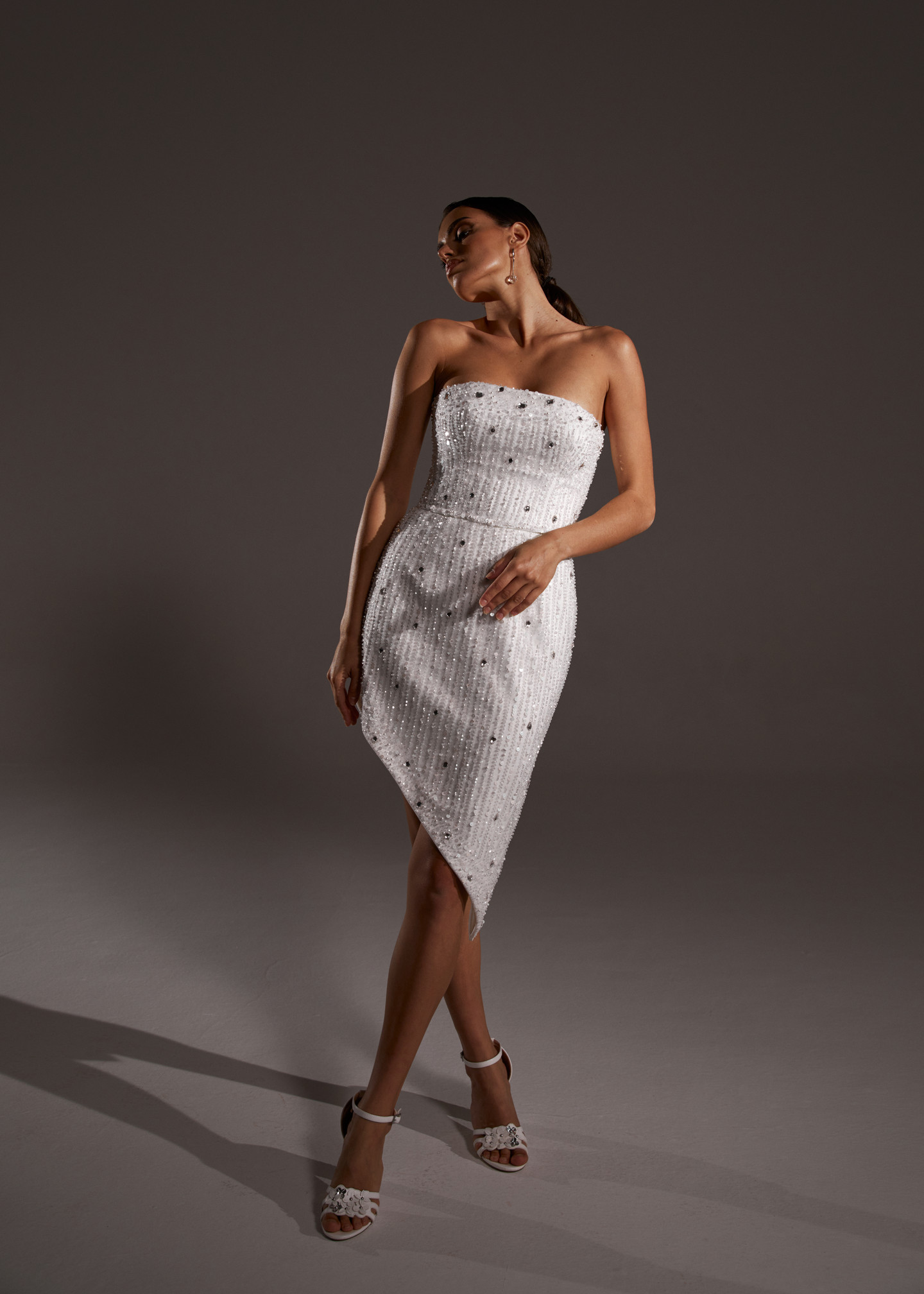 Sindy dress, 2021, couture, dress, bridal, off-white, embroidery, sheath silhouette