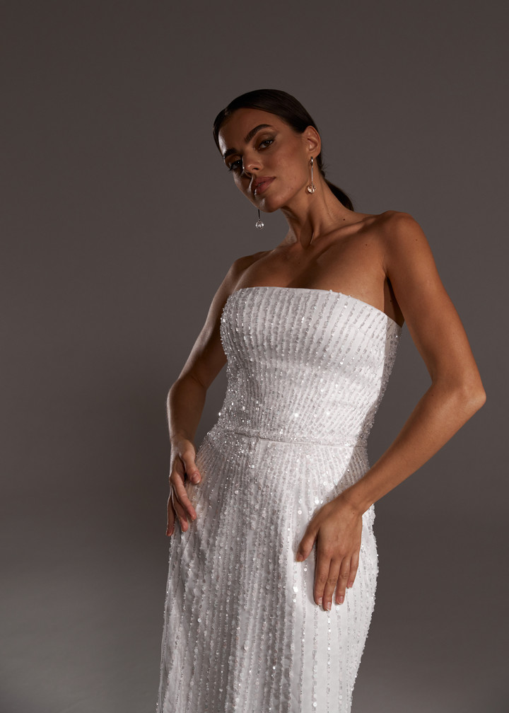 Платье Даниэль, 2021, одежда, платье, свадебное, молочно-белый, вышивка, прямой силуэт