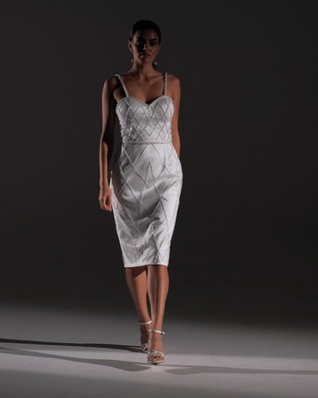 Celia dress, 2021, couture, dress, bridal, off-white, embroidery, sheath silhouette