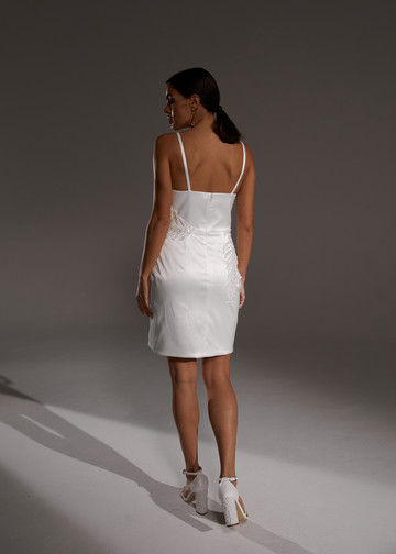 Alma dress, 2021, couture, dress, bridal, off-white, embroidery, sheath silhouette