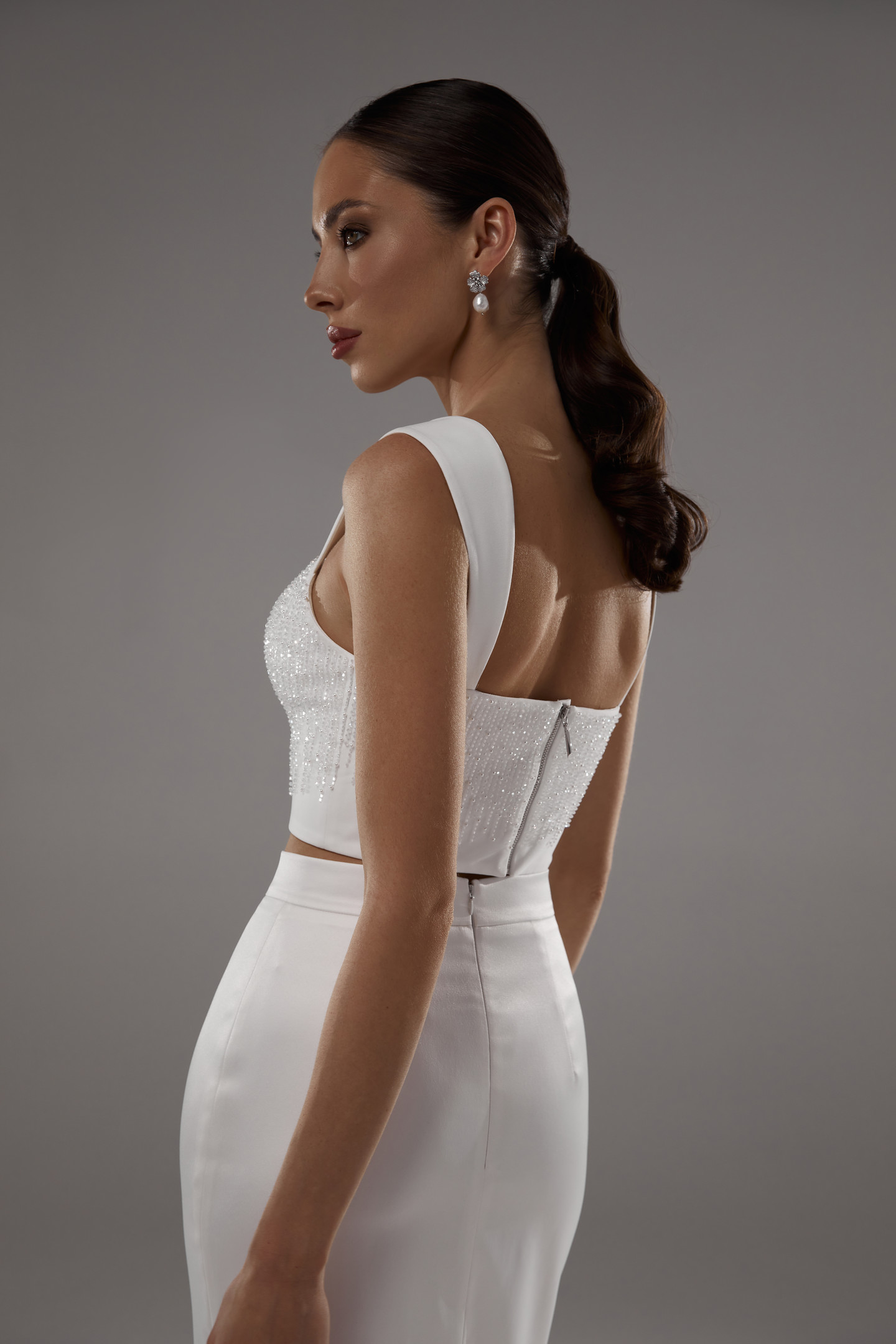 Бюстье с вышивкой, 2021, одежда, блузка, свадебное, молочно-белый, свадебный корсет и юбка №4, вышивка