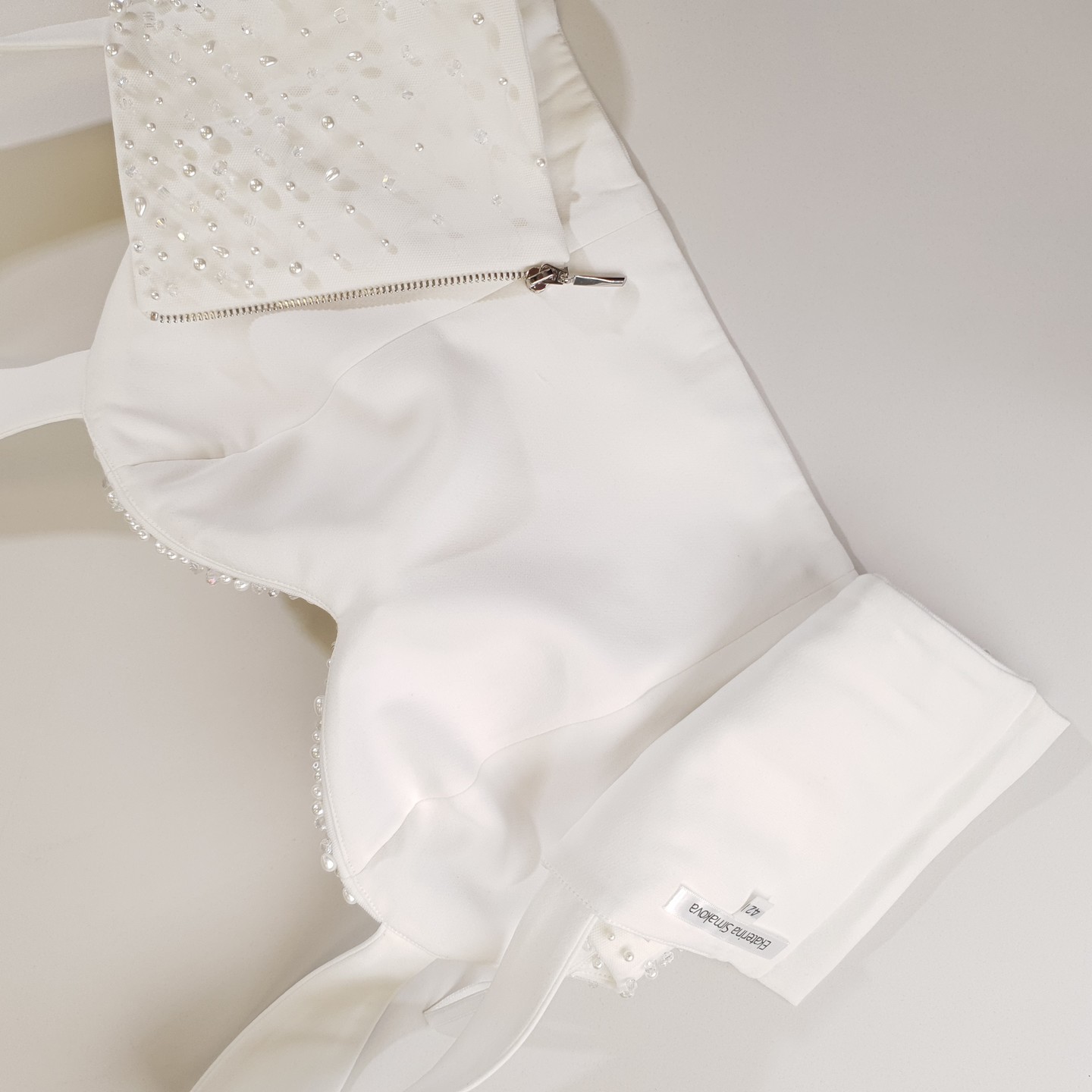 Бюстье с вышивкой, 2021, одежда, блузка, свадебное, молочно-белый, свадебный корсет и юбка №3, вышивка
