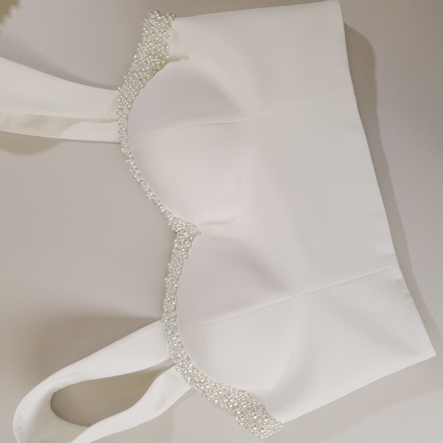 Beaded bustier, 2021, couture, top, bridal, off-white, embroidery